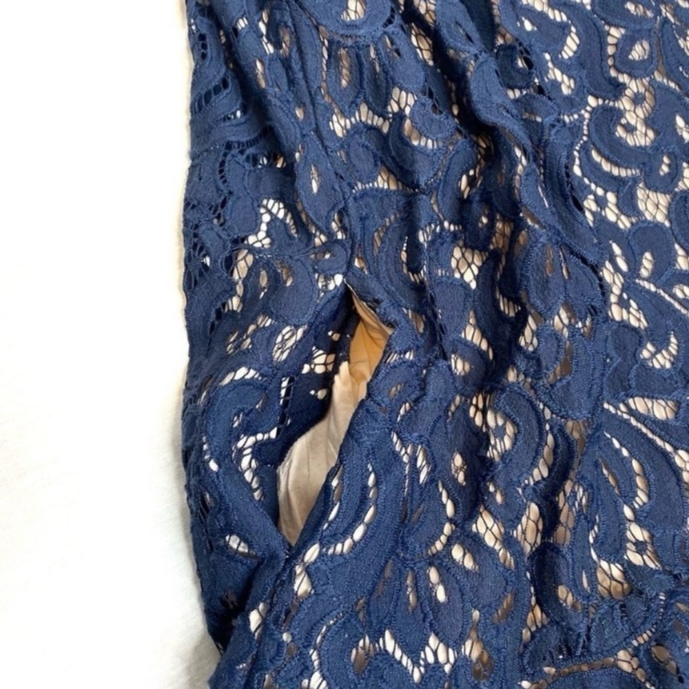 Maeve Navy High Low Lace Dress - Picture 4 of 7